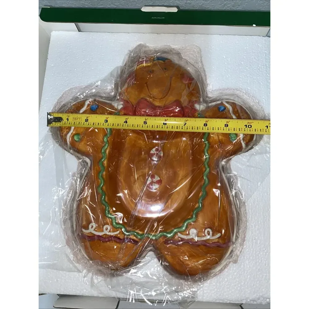 VTG Dillards Pottery Hand Painted Gingerbread Platter Christmas Serving Dish NEW